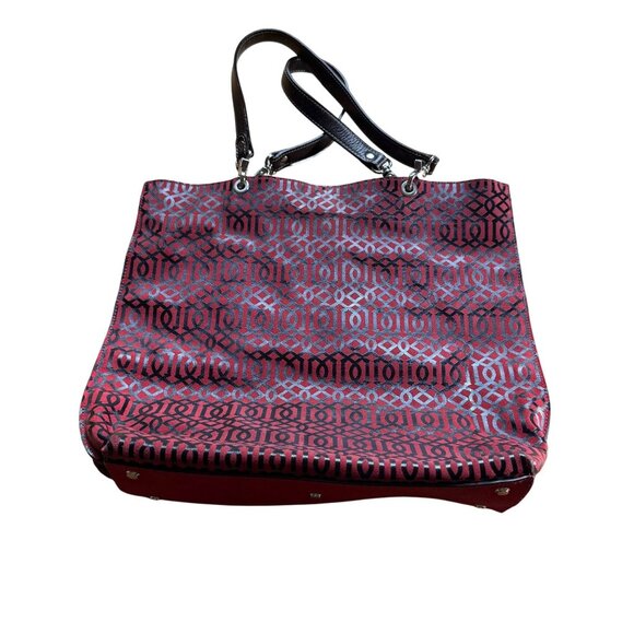 J. McLaughlin Red Printed Shopper Handbag - Picture 1 of 16